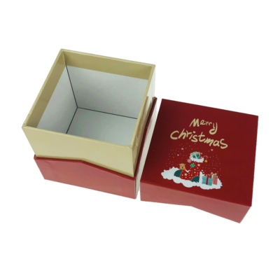 Custom Packaging Chipboard Lid and Base Rigid Box for Christmas Gifts with Embossing Foil Stamping Matt Lamination